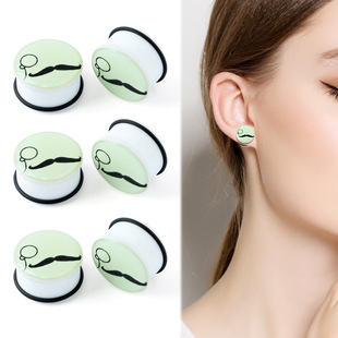 AliExpress hot personalized acrylic solid auricle 8 words beard ear expander body piercing jewelry in stock