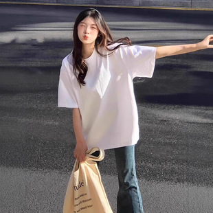Salt Style White Body 2025 Summer New Casual Simple Solid Color Short-sleeved T-shirt Women's Loose oversize Top