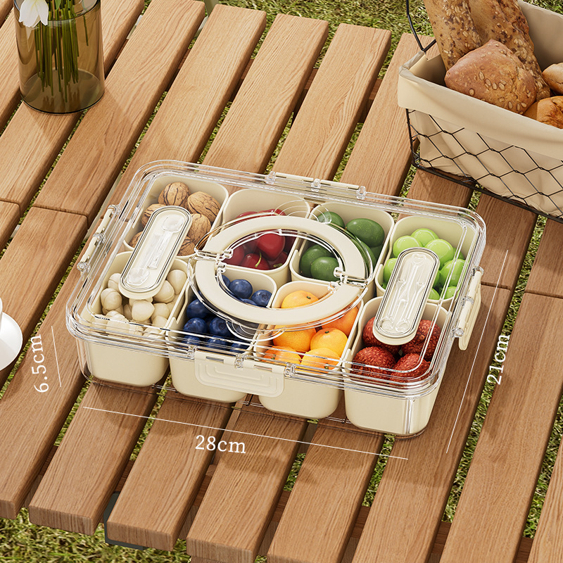 Caja de Conservación Hermética Dividida de Plástico, Portátil con Escurridor