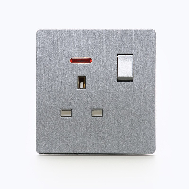 British Switch Socket Panel Household 86 Type Dark Installation Decoration Wall Five Hole USB Socket Three Hole Socket Panel 