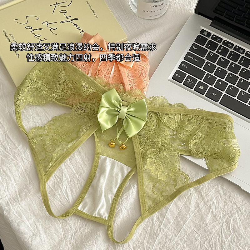 "Love to take off" Sexy Pure Lace Underwear Women's Hollow Bow Emotional Low Waist Briefs