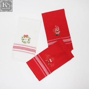 Cross-border wholesale trade for thick absorbent Santa Claus embroidered cotton tea towel tea cloth wipe cup towel