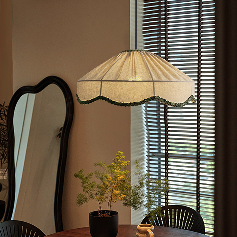 French Middle Style Dining Room Lamp Chandelier Bohemian Style Master Bedroom Lamp New Chinese Style Retro Fabric Dining Room Lamp