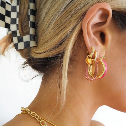 European and American cross-border stainless steel earrings and earrings 18k gold square stripe chain earrings hypoallergenic non-fading earrings