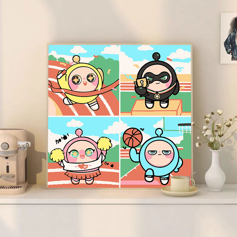 漫画 Q バージョンエッグマンパーティーシリーズ DIY デジタル油絵子供の手作り着色油絵装飾品卸売|undefined