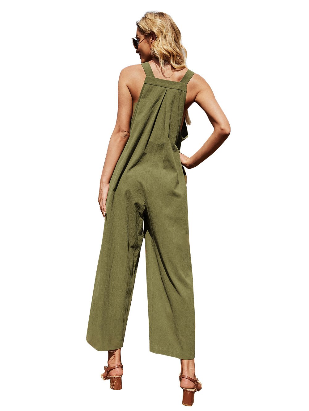 casual loose solid color sling sleeveless jumpsuit NSDF59434