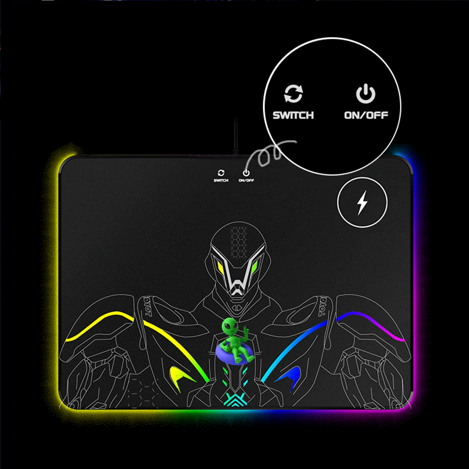 RGB светящаяся коврик для мыши 15W беспроводная зарядка игровой прочный акриловый э-спорт пользователь специальная подкладка водостойкая и нескользящая