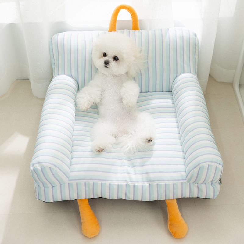 Primavera y verano gato ojos grandes lindo sofá a rayas nido para gatos perro pequeño peluche respaldo perrera nido para mascotas universal Four Seasons
