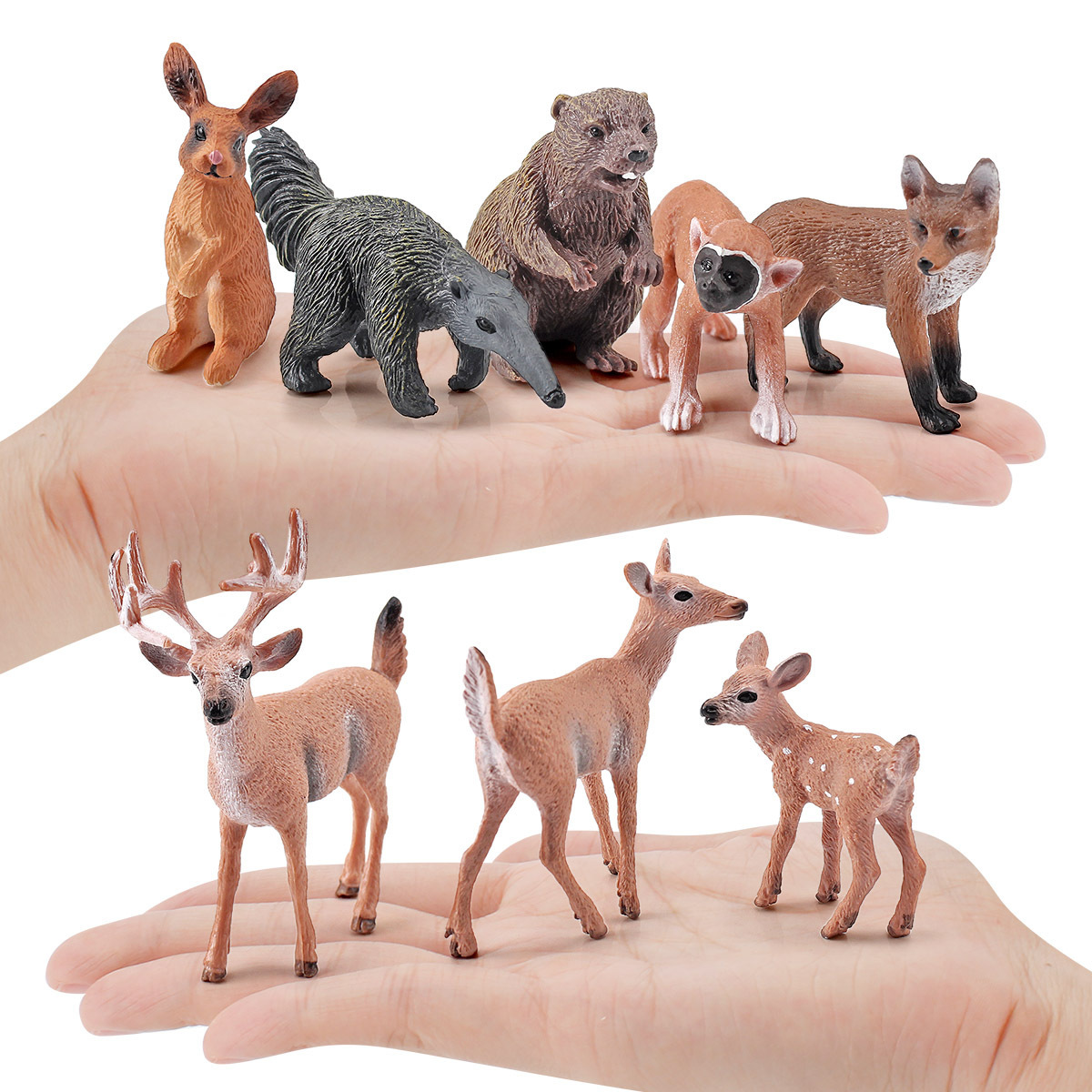 Exportación transfronteriza simulación bosque animal modelo Castor oso Oso Hormiguero Ardilla Mono conejo Zorro cola blanca ciervos adornos