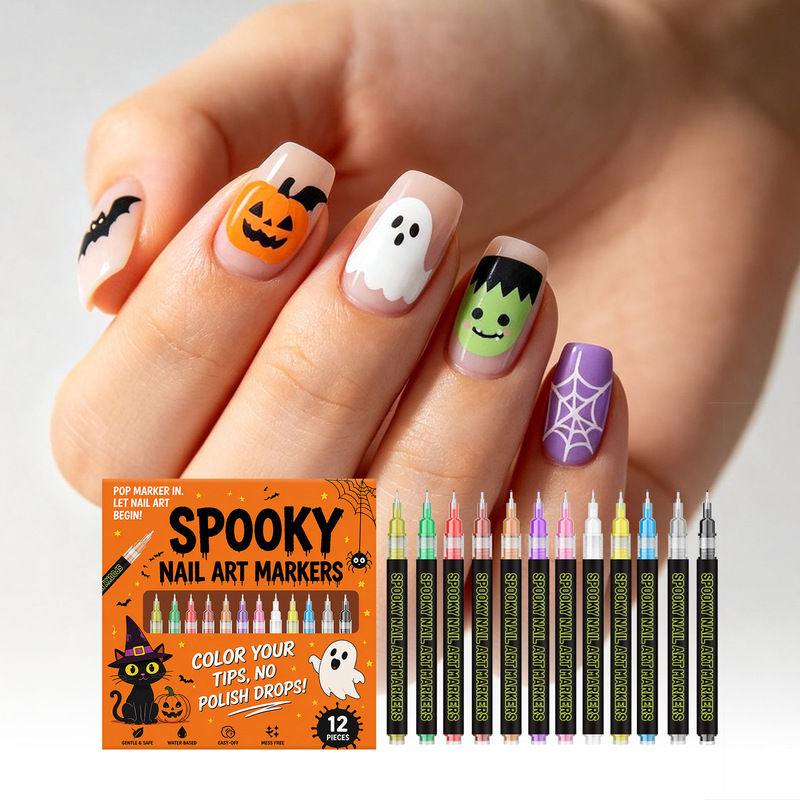 Nail Art Graffiti Pen (Halloween) - Festive Exquisite Patterns, Easy to Use for DIY Creative Nail Art Nail Art Graffiti Pen (Halloween) - Festive Exquisite Patterns, Easy to Use for DIY Creative Nail Art