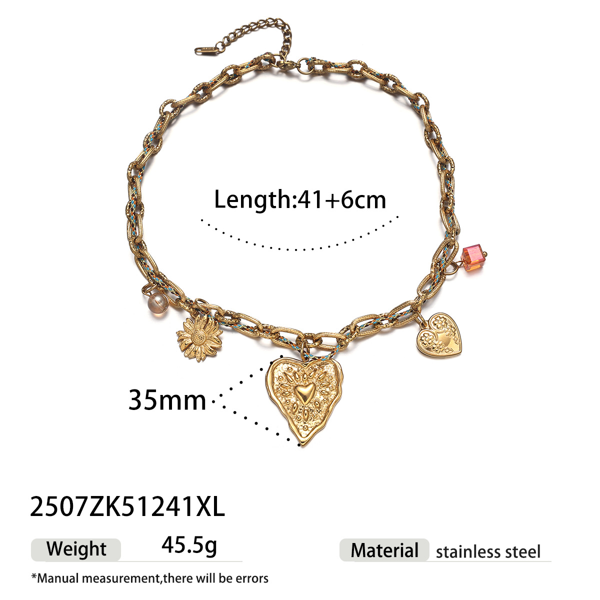 Collar de acero inoxidable TENA Europa y América de lujo ligero nicho de moda personalidad de acero de titanio cuerdas amor collar de piedra natural