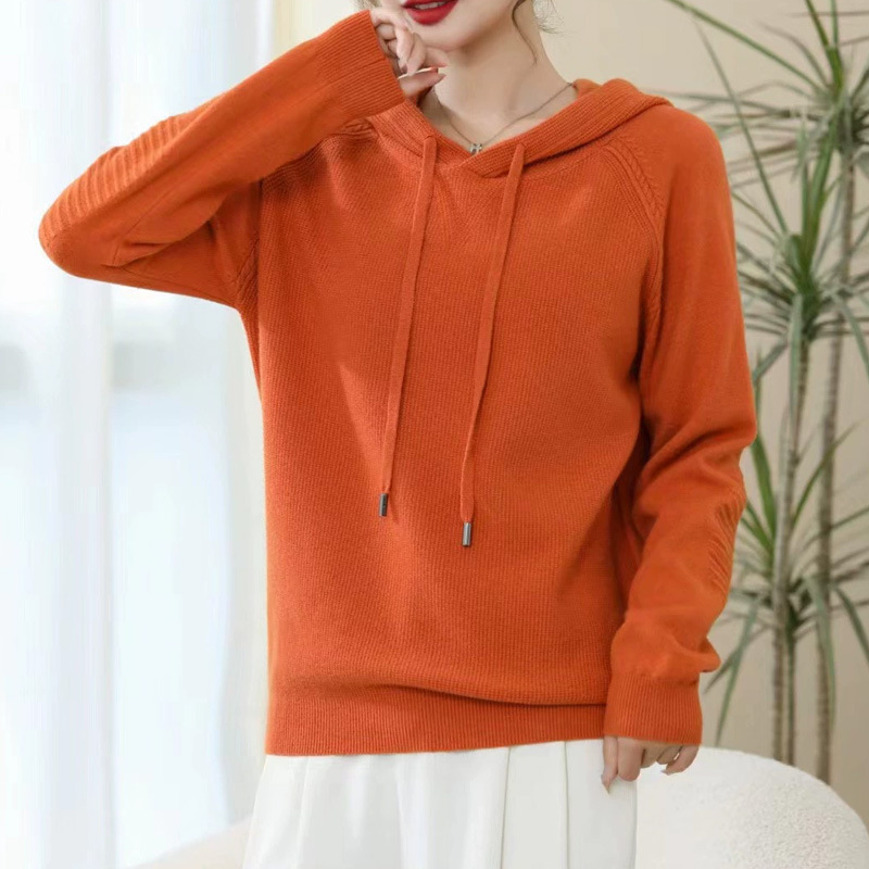 Korean style casual hooded drawstring Andy velvet sweater loose slimming solid color sweater bottoming hoodie sweater 9348
