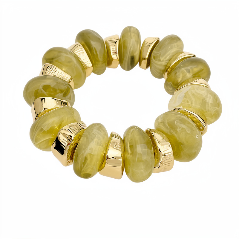 Acrílico irregular geometría redonda cuentas pulsera elástica ligera pulsera de nicho de lujo Europa y América temperamento transfronterizo joyería