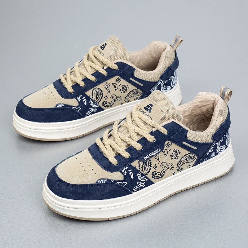 New men's winter almond flower shoes, trendy men's shoes, popular for men and women, low-top versatile sporty casual sneakers