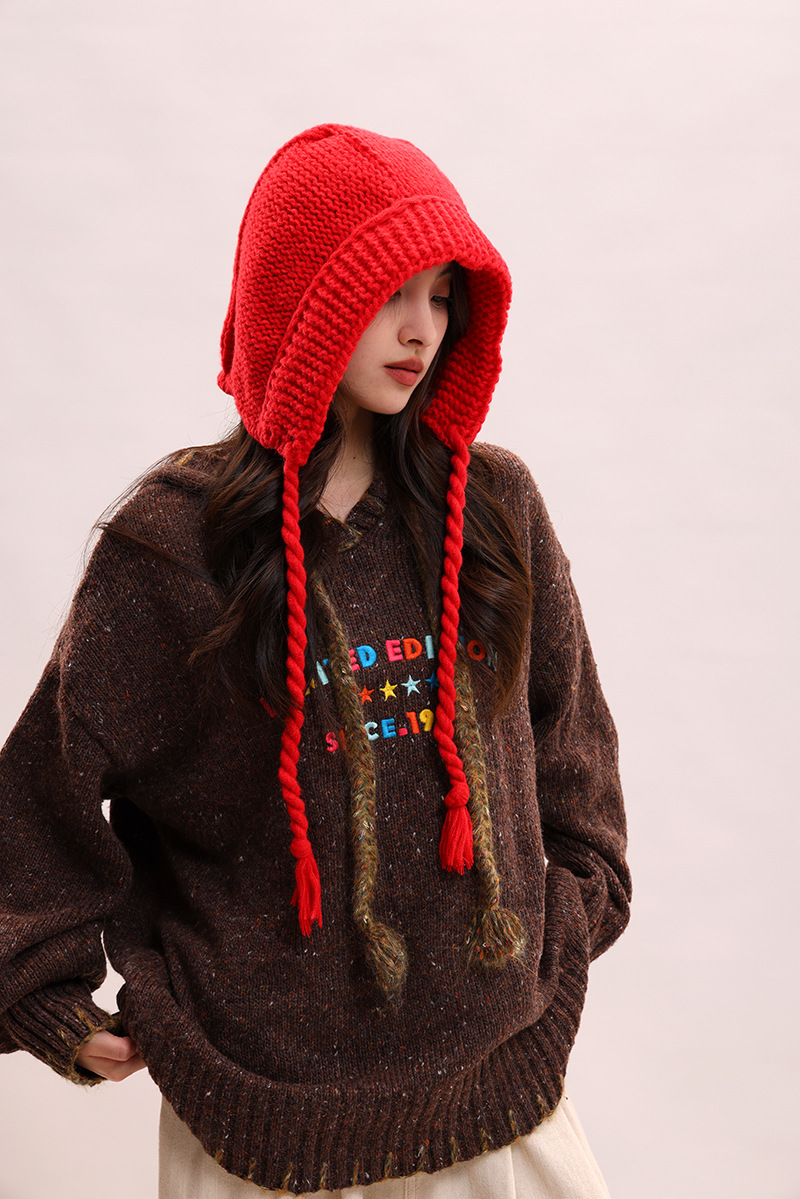 Koreanische version spitze up süße, niedlich, warm und vielseitig Rotkäppchen kinder winter gestrickte garn ohr_voghion.com