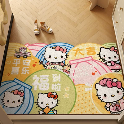 Loop Entrance Door Mat, Avtomobil döşəmə paspasları - cartoon-family-kitty-4060cm-silk-circle