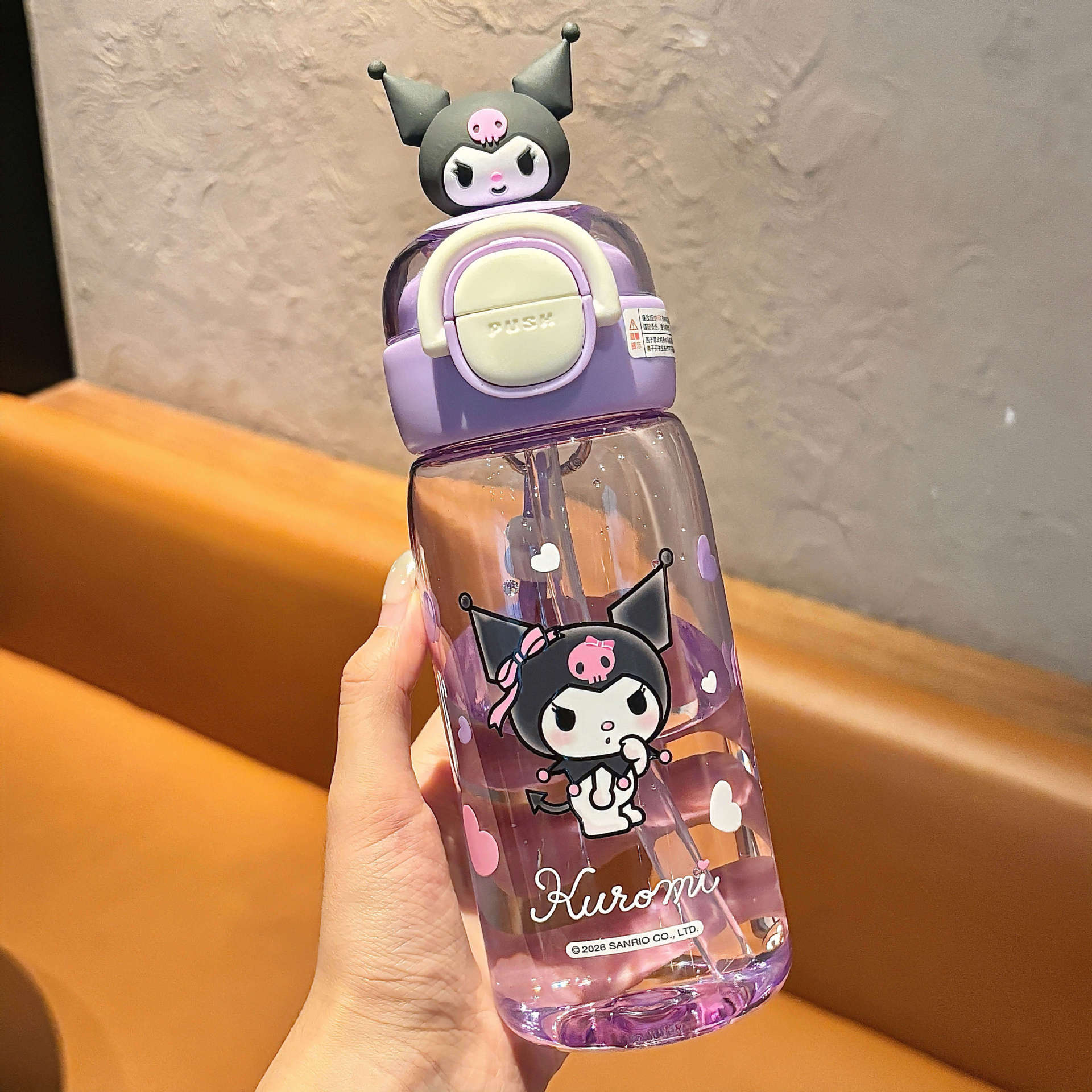 Sanrio 2026 nuevo lindo niño doble bebida taza de paja de alto valor facial para niñas taza de plástico especial para la escuela