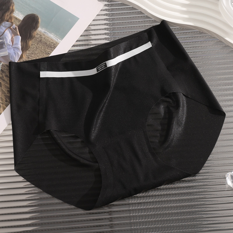 Bragas de seda de hielo, entrepierna inferior antibacteriana de algodón, pantalones cortos finos de verano para mujer sexy, cintura media, calzoncillos transpirables para niña