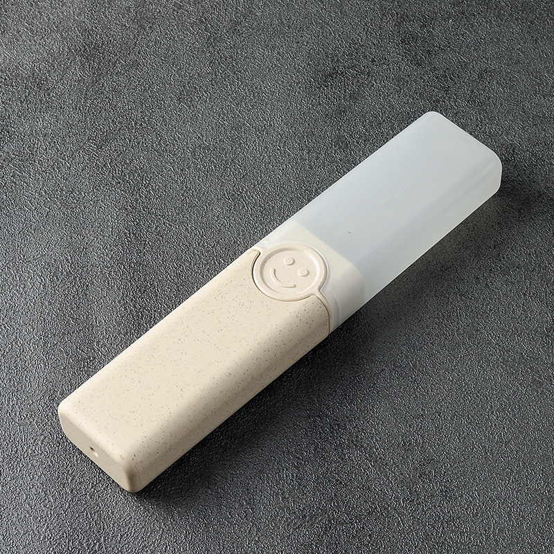 Cuchillo portátil, tenedor y cuchara conjunto de tres piezas de trigo estudiante de viaje palillos, tenedor y cuchara trabajo en caja Smiley vajilla traje logo