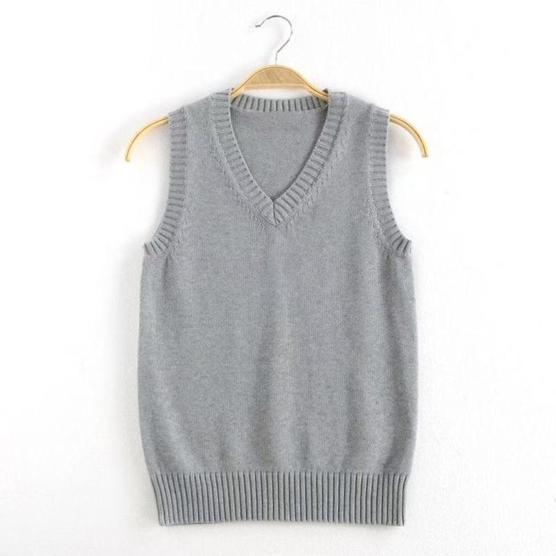 jk ベスト セーター レディース 無地 ベーシック JK トップス 制服 プルオーバー セーター 春夏 クラス制服 レイヤード|undefined