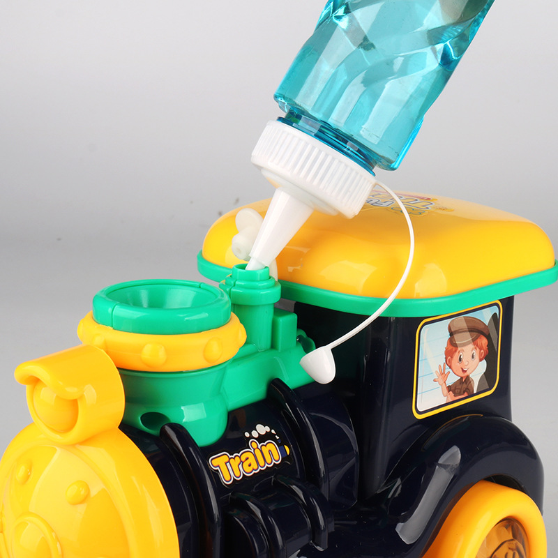 Transfronterizo nuevo tren eléctrico universal máquina de burbujas música luz automática burbuja soplando niño y niña puesto de juguete
