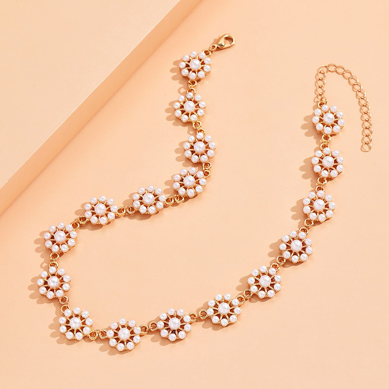 1 Piece Fashion Flower Alloy Inlay Artificial Pearls Womenu0027S Necklace