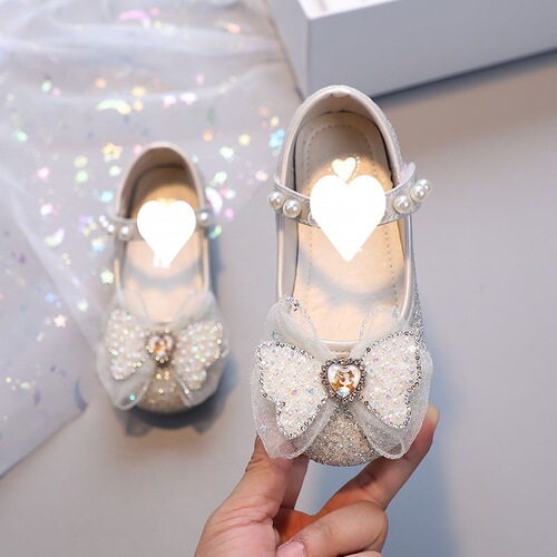 Girls Princess Shoes Girls Shoes Crystal Shoes  Spring and Autumn New Children's Shoes Single Shoes Soft Sole Leather Shoes Little Girls