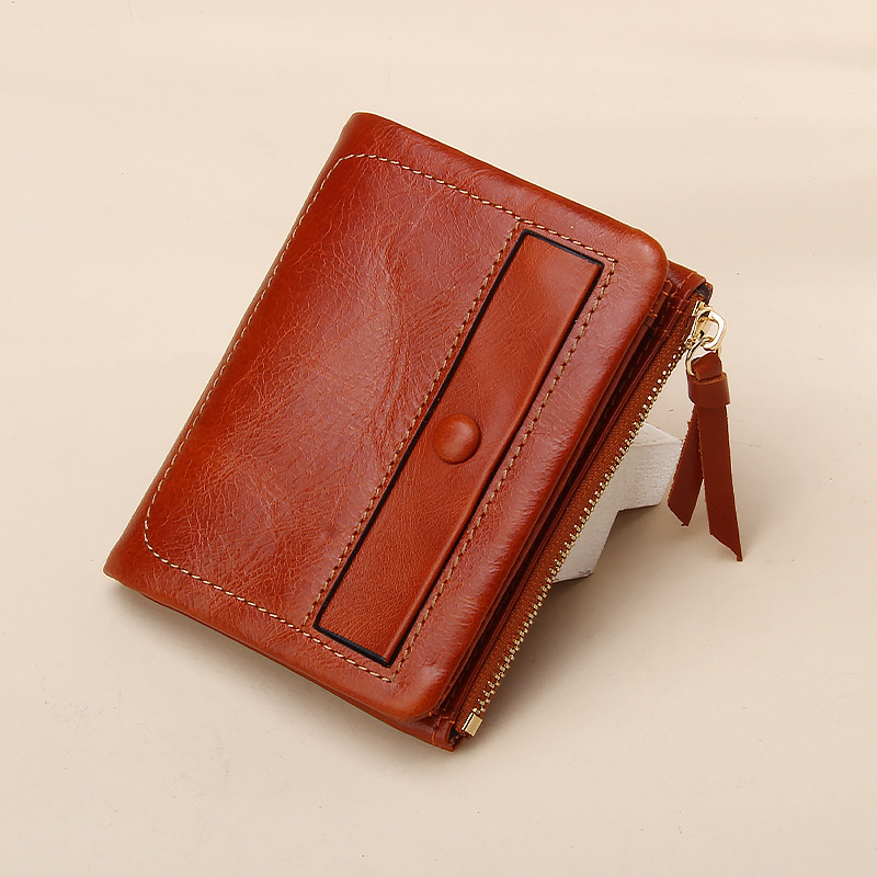 Genuine Leather Short Wallet Top Layer Oil Wax Cowhide Vintage Wallet Multi-Card Holder Vertical ID Card Bag Coin Pocket Genuine Leather Short Wallet Top Layer Oil Wax Cowhide Vintage Wallet Multi-Card Holder Vertical ID Card Bag Coin Pocket