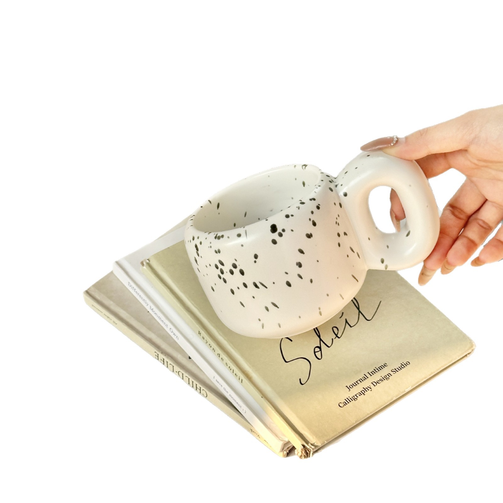 Simple ins puntos de tinta de cerámica de color sólido taza de oficina japonesa taza de café plato conjunto taza de regalo taza de agua