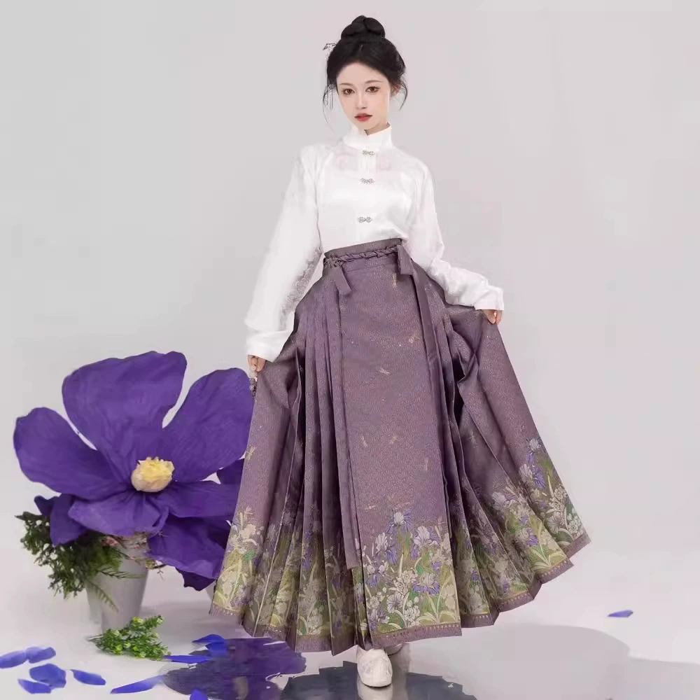 2024 новый взрослый Qingqingmao китайская юбка с лапшой в стиле дикий ирис