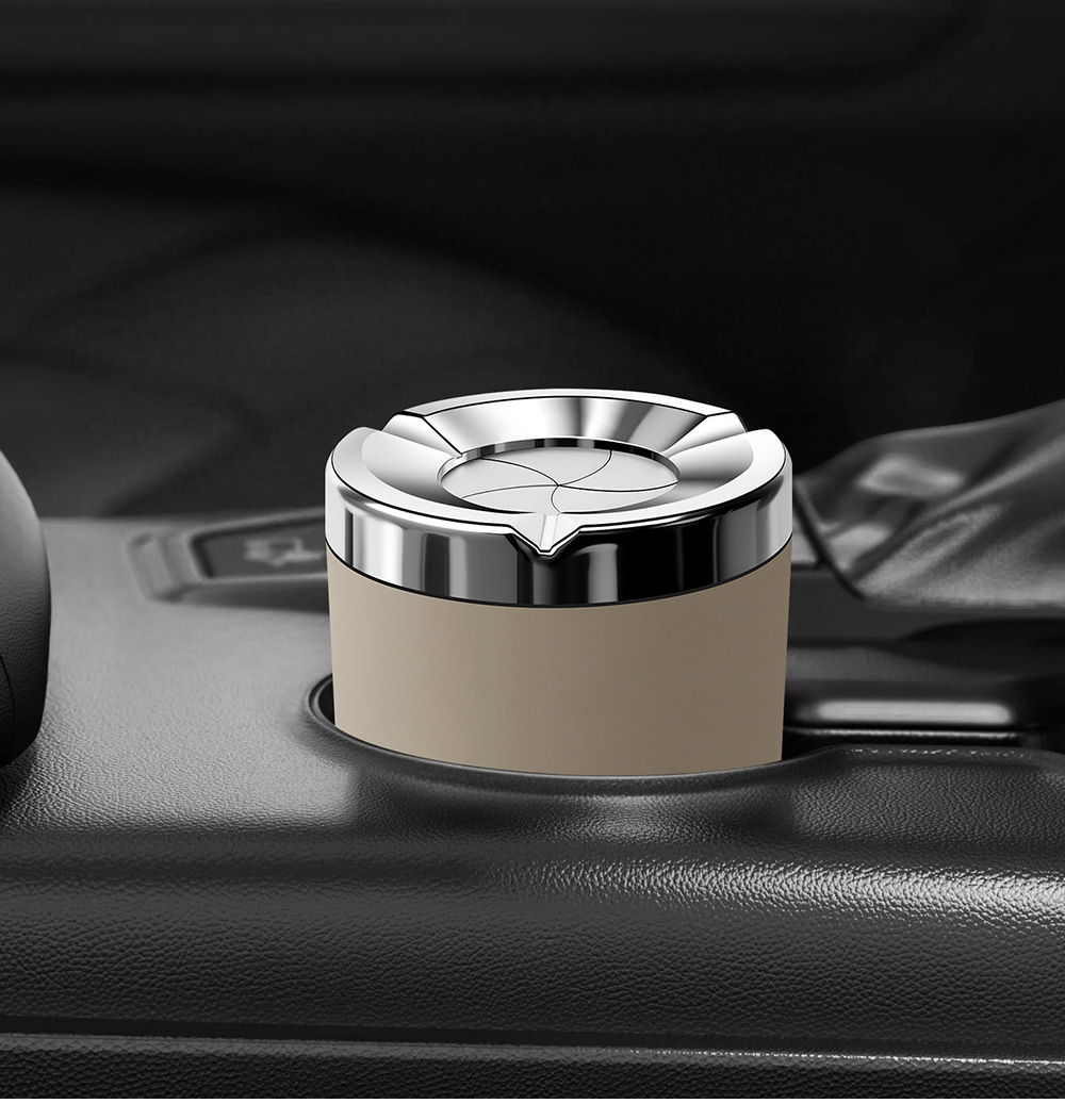 Rotating ashtray, new high-end luxury stress-relief car ashtray, thickened stainless steel, rotating closure to prevent ash from flying