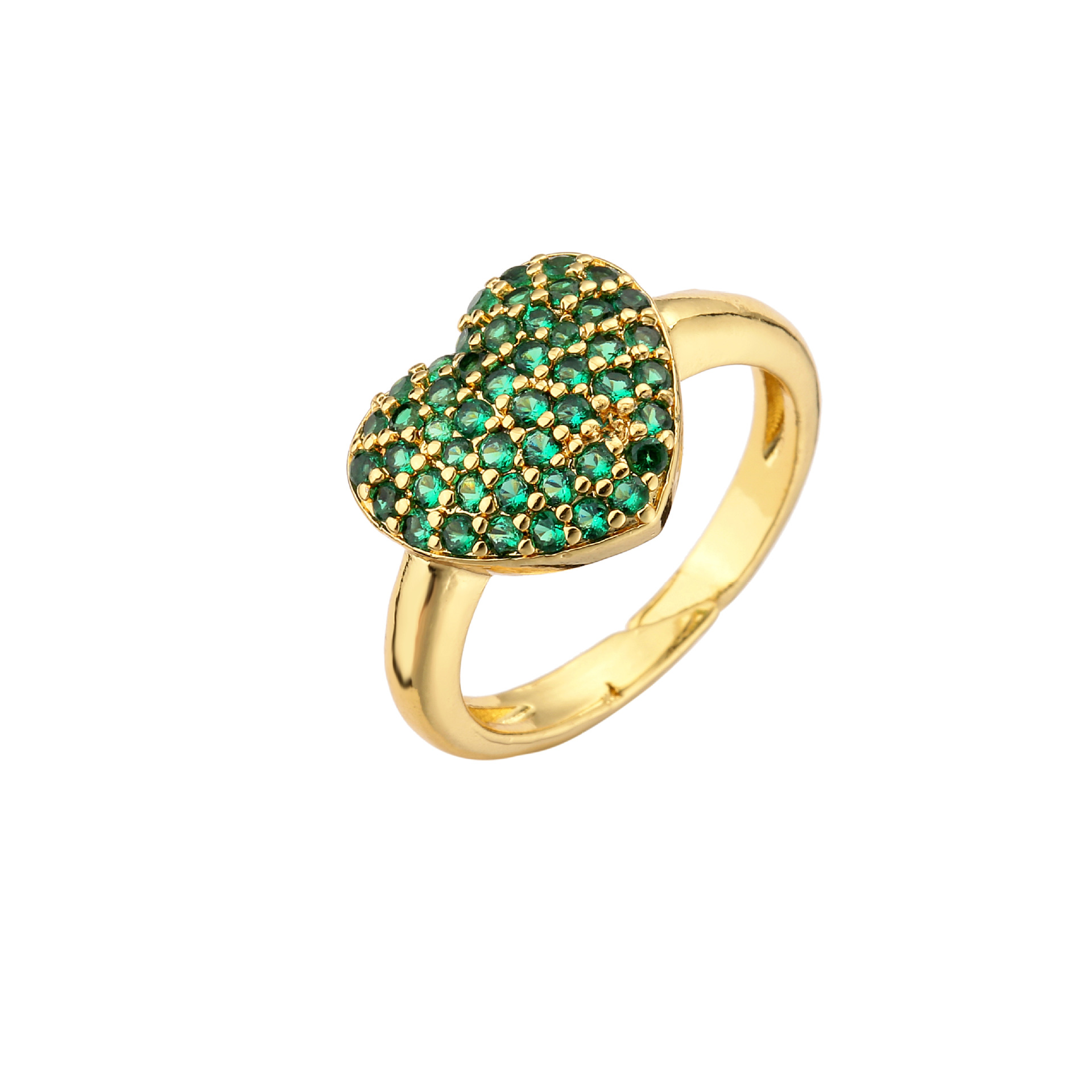 Copper Micro-encrusted Zircon Peach Heart-shaped Opening Adjustable Ring display picture 2