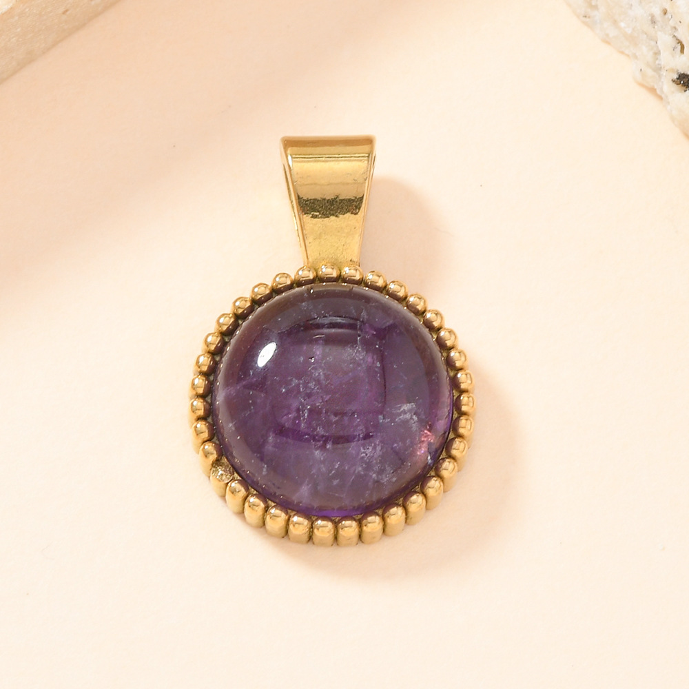 Un solo colgante europeo y americano nuevo colgante de piedra natural redondo fundido accesorios DIY lujo ligero de alta sensación joyas al por mayor