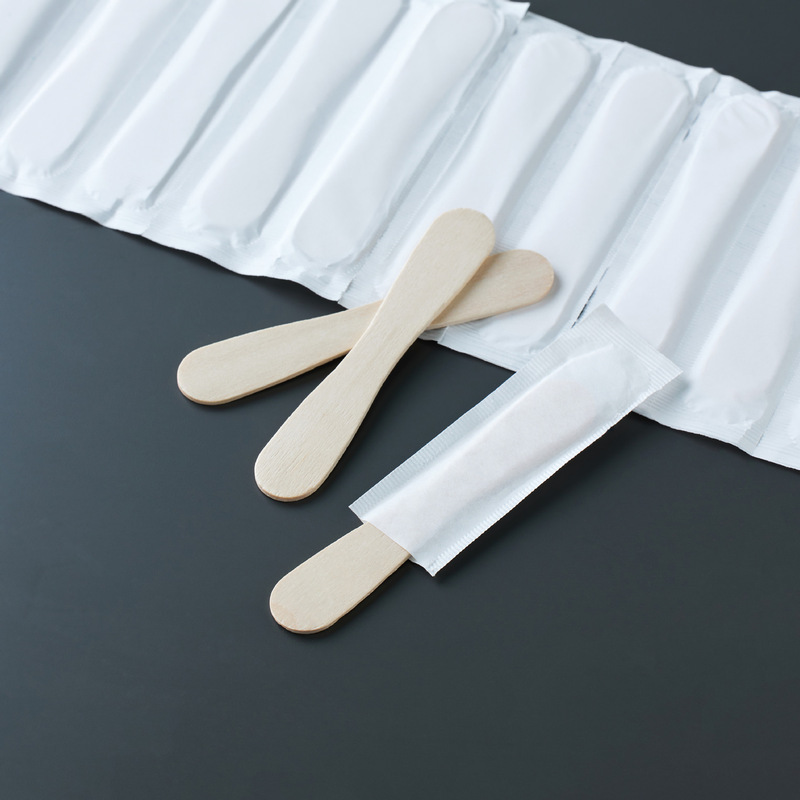 Ice cream stick disposable wooden spoon food grade 75/94 single package tasting small spoon wooden dessert spoon