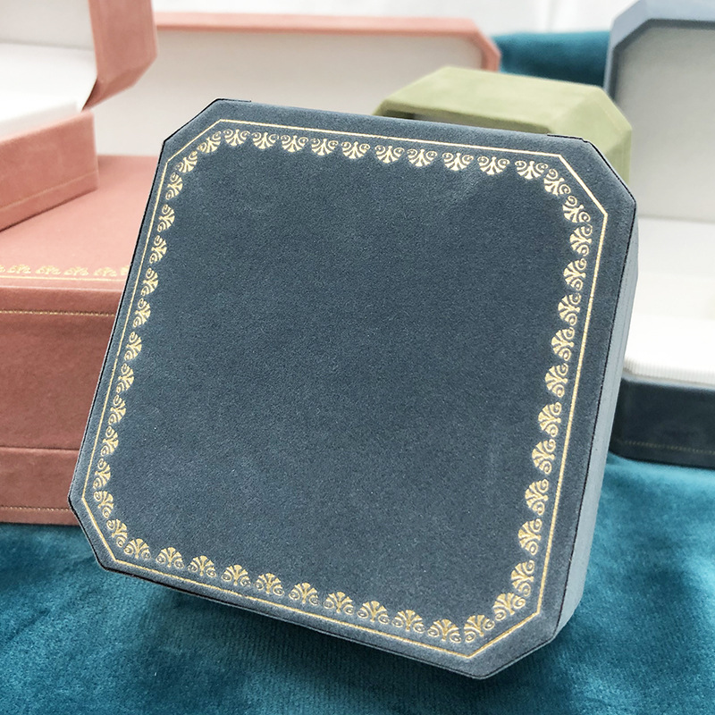 金ボタン八角形プリントアクセサリーボックス日本式レースアクセサリーボックスファッション真珠アクセサリーボックス指輪ボックスネックレスボックス