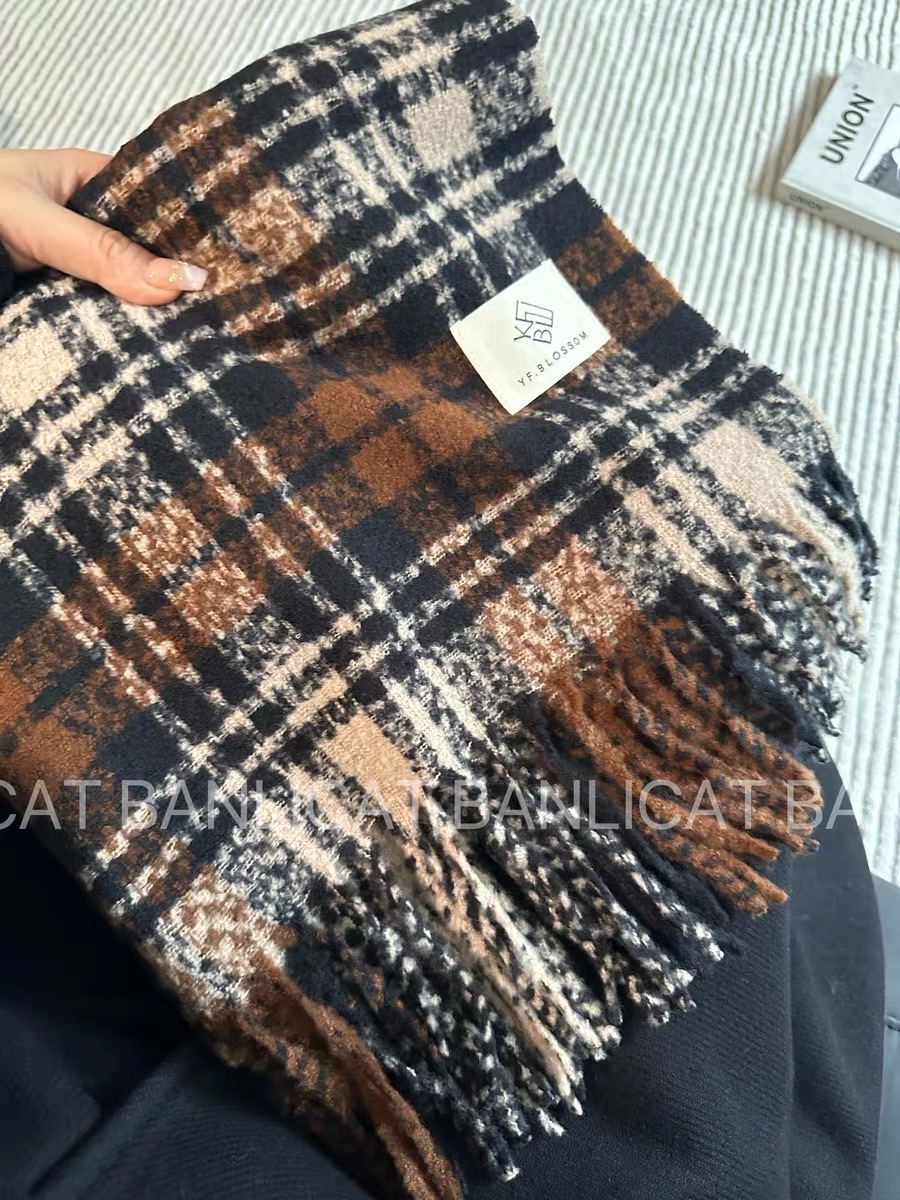 秋冬の新型の美ラードはカシミヤの格子のマフラーをまねます。
