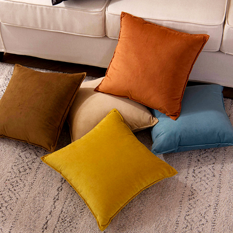 Velvet Pillowcase Solid Color Sofa Cushion Simple Living Room Cushion Cover Nordic Cushion Modern Lumbar Pillowcase