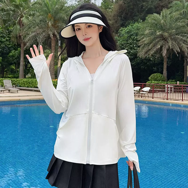 防晒衣女夏季2025款黑胶帽檐女士薄款透气防紫外线防晒服外套斜插