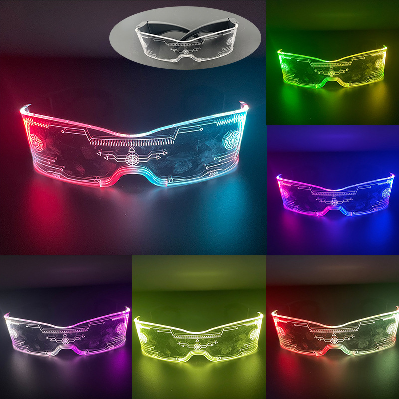 LED gafas luminosas plegables tecnología cyberpunk gafas luminosas bungee bar fiesta iluminación cheerleading