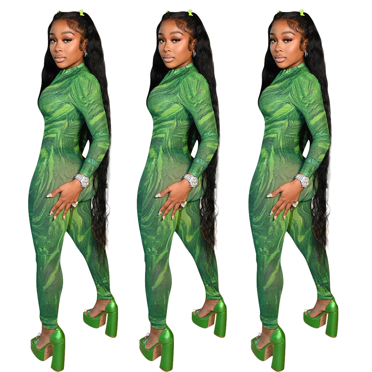 sexy mesh printed jumpsuit Nihaostyles wholesale clothing vendor NSYDF73391