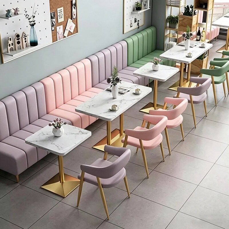 Table and chair sets for milk tea shops, sofa booths for coffee shops, wall-mounted sofa booths, table and chair combinations for western restaurants, dining and snack shops Table and chair sets for milk tea shops, sofa booths for coffee shops, wall-mounted sofa booths, table and chair combinations for western restaurants, dining and snack shops