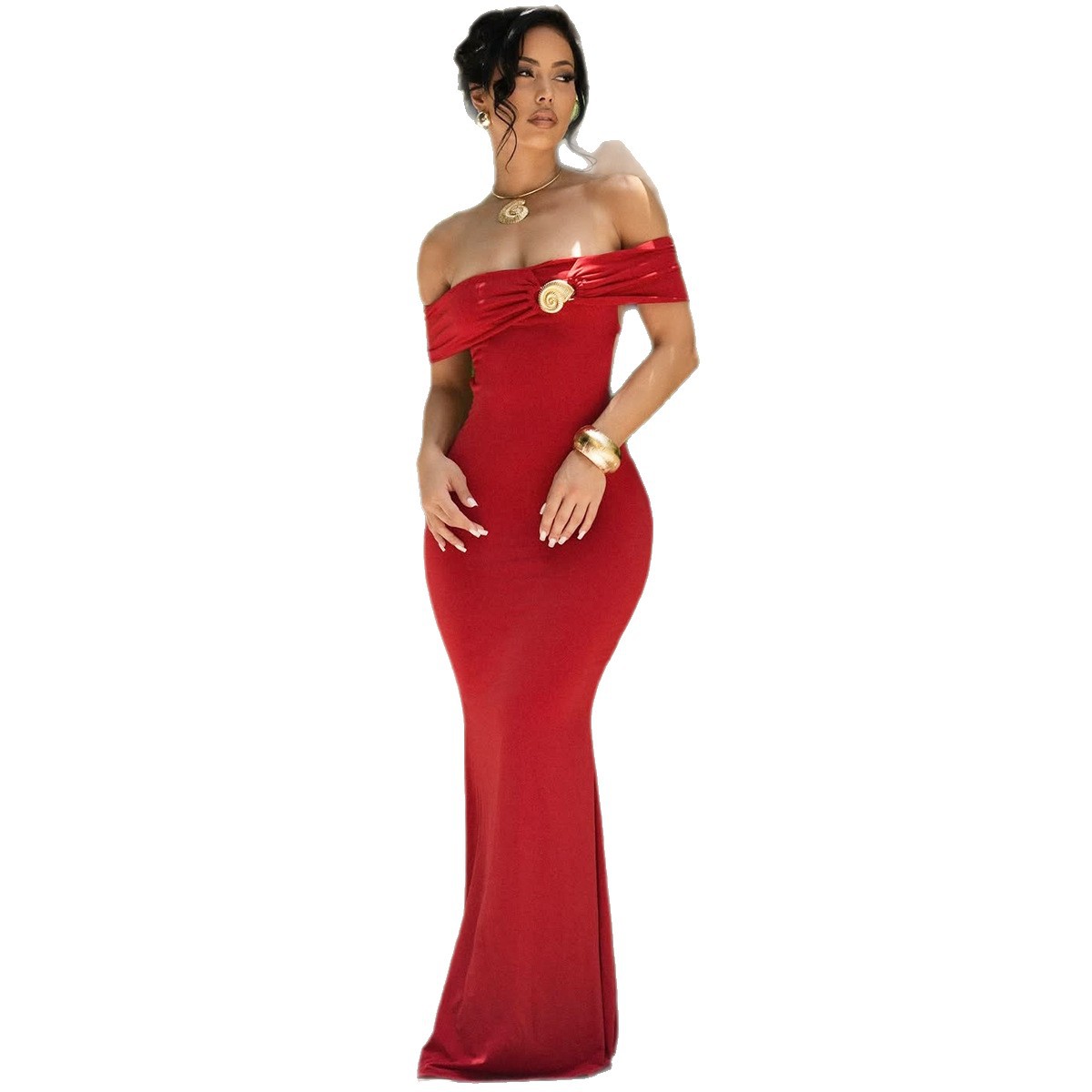 2025 otoño Europa y Estados Unidos nueva ropa de mujer transfronteriza temperamento una palabra correa de hombro mochila de cadera vestido delgado image 5