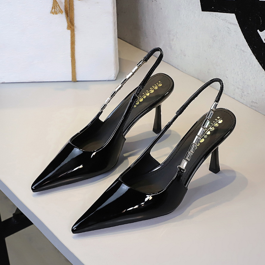 7317-A9 European And American Style Banquet Pointed Toe Rhinestone Backless Thin Heel Single Shoes Women Shallow Mouth_vogvips.com