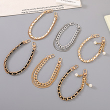 小众双金属链条穿皮双扣手提链可替换包包挂件手工编织手机挂件