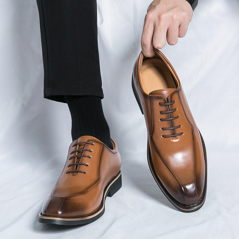 Zapatos de hombre, zapatos de vestir de negocios de talla grande transfronterizos, zapatos de cuero de cena de hombre de moda, zapatos de cuero casuales de corte bajo de estilo británico de moda image 5