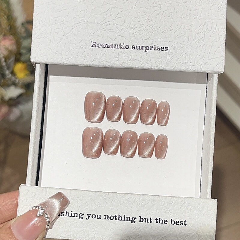 One care manicure factory [original Real shot] daily commuter versatile simple side light cat eye peach flower stuffed nails