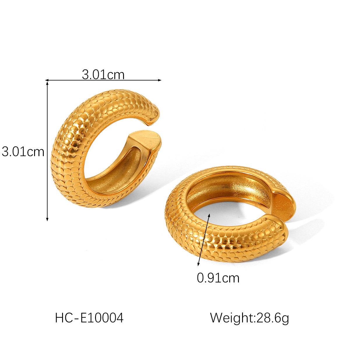 Ins celebridades de Internet europeas y americanas, el mismo estilo, personalidad de moda, diseño de nicho, patrón chapado en oro de acero de titanio geométrico, sin orejas perforadas, clip para la oreja femenino