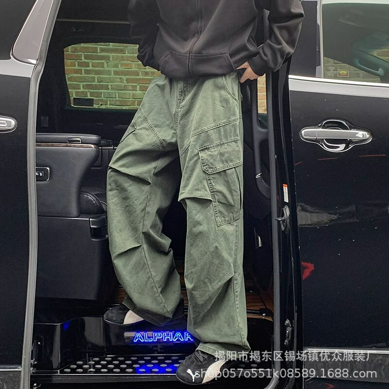 アメリカンスタイルのオーバーオール男性用 2025 オリジナル新レトロルーズプリーツニッチデザインストレートカジュアルパンツ女性用|undefined