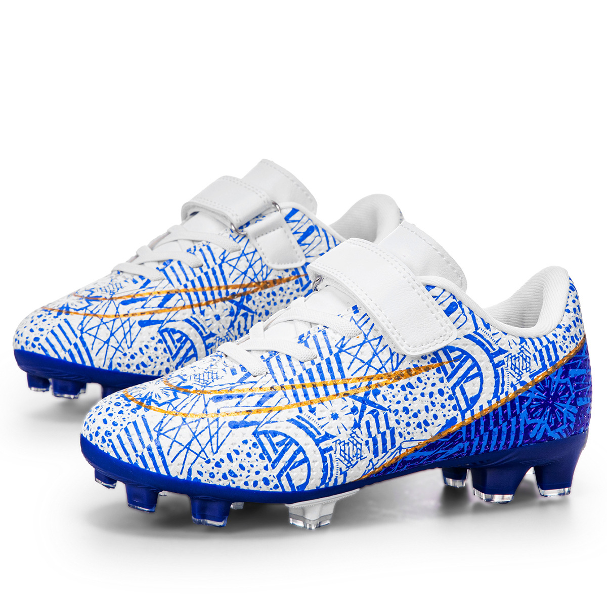 Zapatos de fútbol para niños con velcro bajo nuevo tipo de zapatos de entrenamiento transpirables para estudiantes profesionales en interiores y exteriores clavos cortos transfronterizos