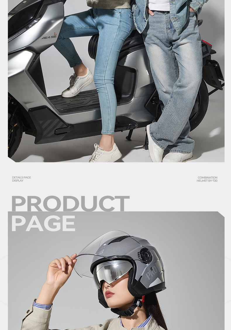 Byb26 New 3C Certified Motorcycle Helmet, Electric Vehicle Helmet, Men's and Women's Helmet, Dual-Mirror, Four-Season Anti-Fog